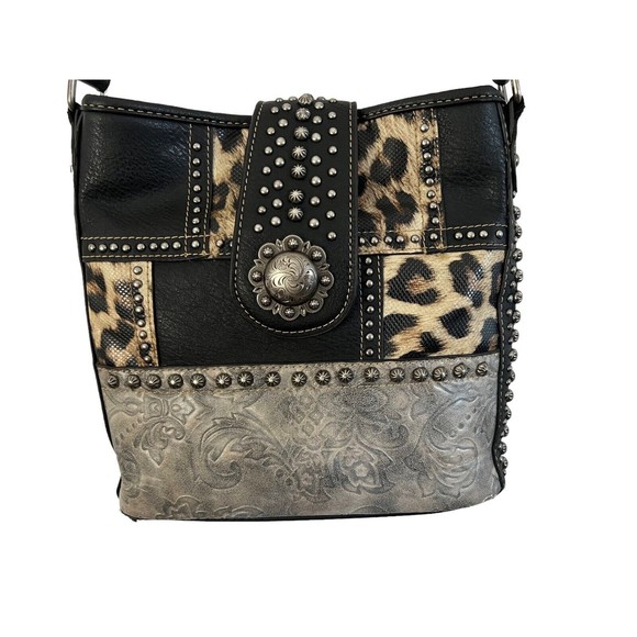 Studded Leopard Print Women's Bag - Picture 1 of 12